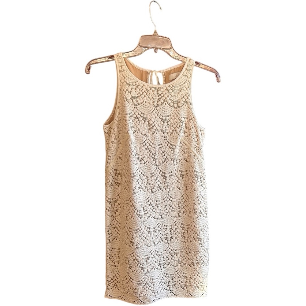 NWT Ann Taylor Loft ivory crochet lace overlay cotton nylon dress Sz 00